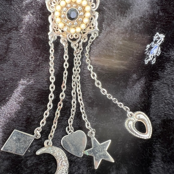 VINTAGE CHANDELIER MOON EARRINGS - Picture 2 of 5